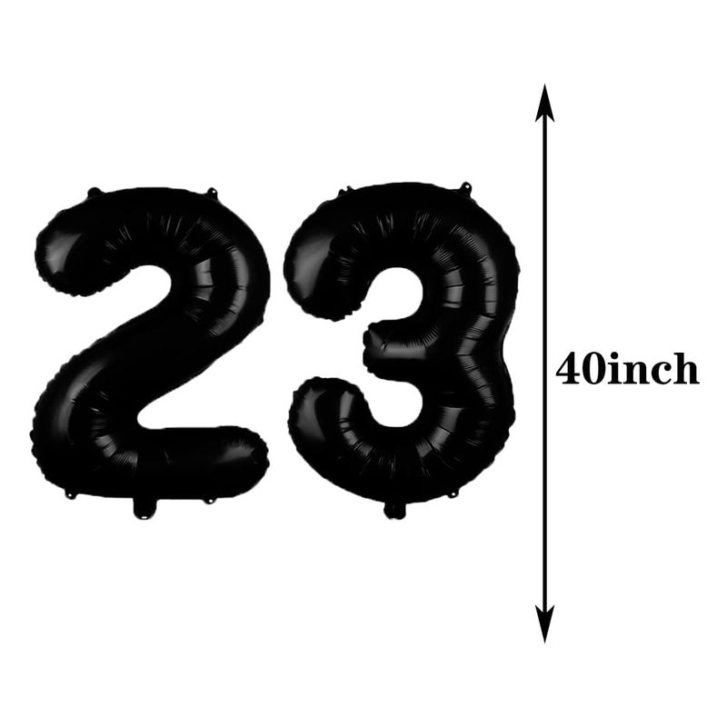 ZSNWGZ Sweet 23th Birthday Decorations Party Supplies,Black Number 23 Balloons,23th Foil Mylar Balloons Latex Balloon Decoration,Great 23th Birthday for Girls,Women,Men,Photo Props - Image 2